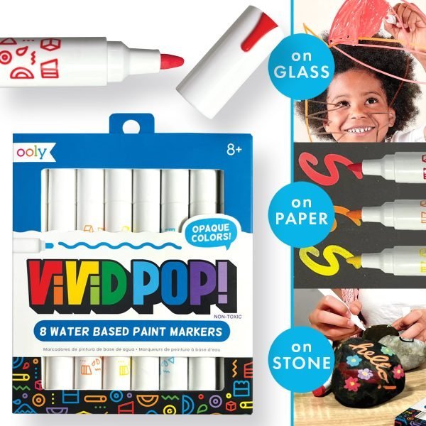 Vivid Pop! 8色 可畫玻璃、石頭 水溶性 畫筆 Paint Markers