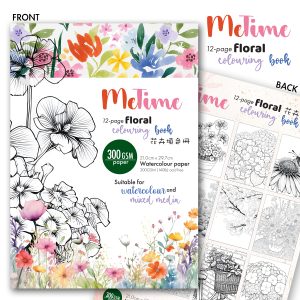 MeTime 花卉填色冊 300GSM (水彩｜多媒體｜馬克筆｜木顏色) (12頁 140lb)