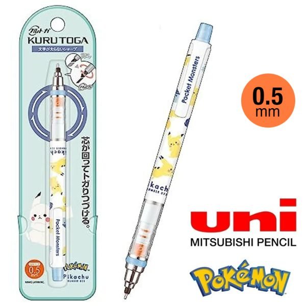 Pokemon 比卡超 0.5mm 鉛芯筆 Kuru Toga 機動自轉鉛芯筆 寵物小靈精 藍
